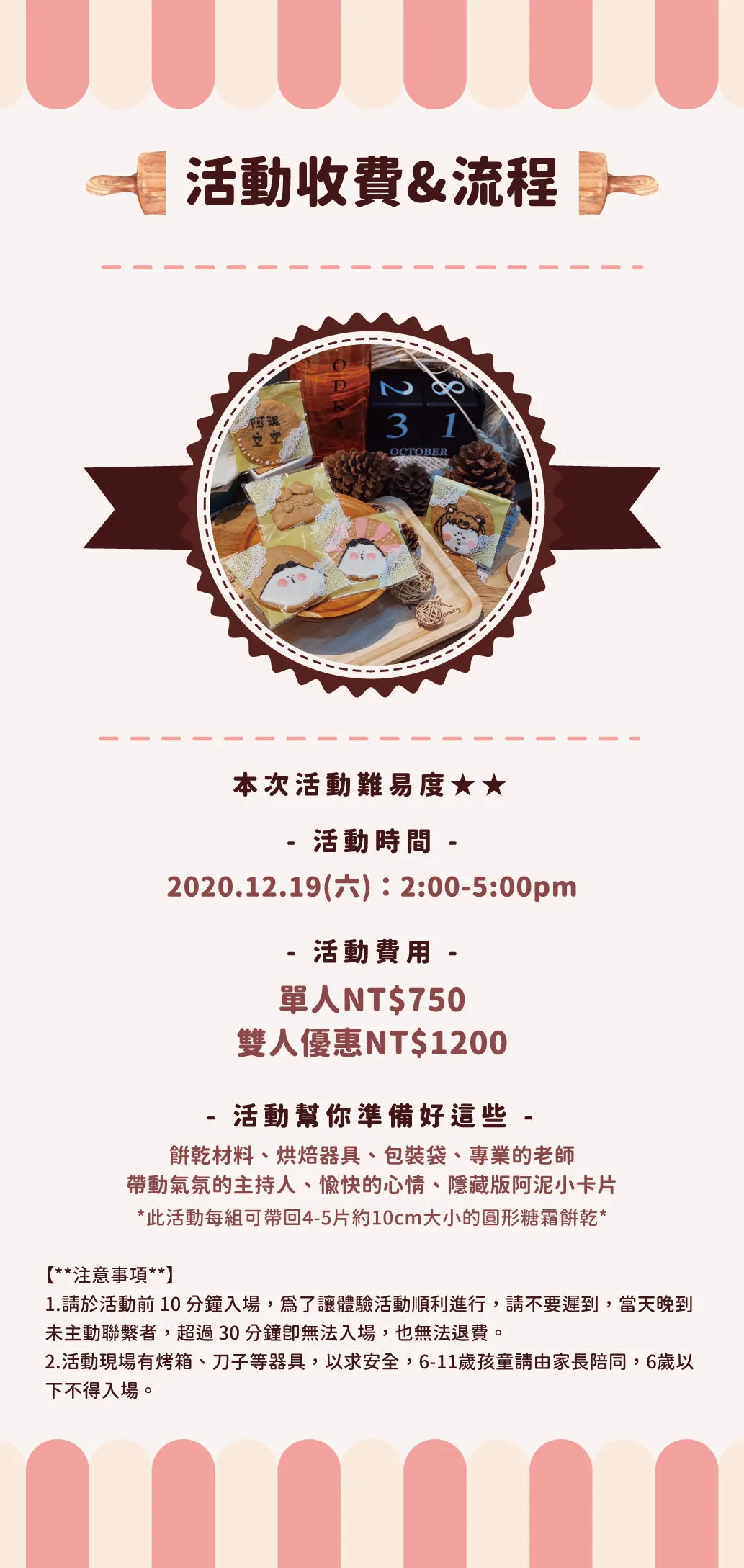 活動收費與流程：2020.12.19 單人 750 雙人 1200