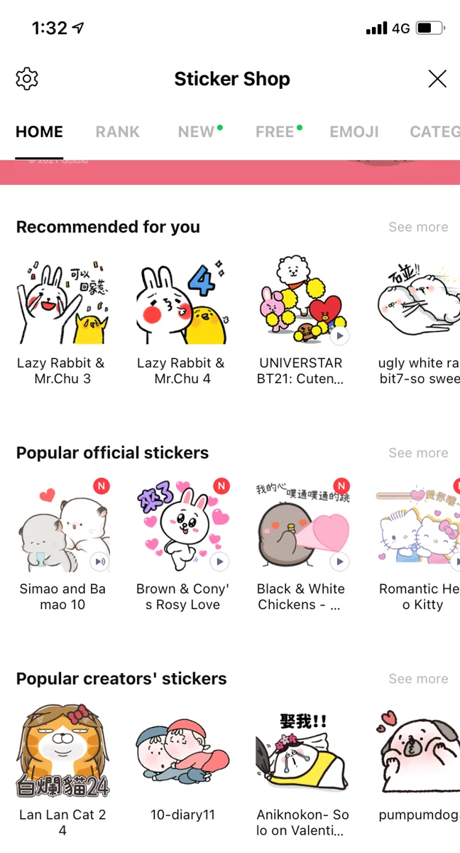 LINE Sticker Shop 首頁 Popular creators' stickers 列出阿泥空空第二彈